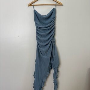 Zara midi strapless ruffle dress